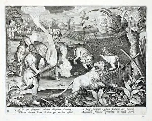 A Roman hunt, probably in Roman North Africa, illustration from Venationes, Ferarum, Avium A Roman hunt, probably in Roman North Africa, illustration from Venationes, Ferarum, Avium