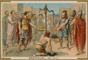 The Romans trying to buy their salvation from the Gaulish chief Brennus The Romans trying to buy their salvation from the Gaulish chief Brennus