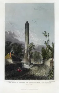 The Round Tower of Clondalkin, engraved by Robert Brandard, 1844 (coloured engraving) The Round Tower of Clondalkin, engraved by Robert Brandard, 1844 (coloured engraving)