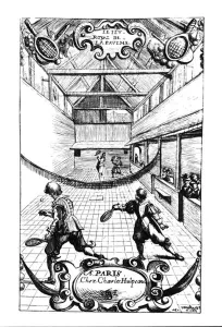 A Royal Game of Tennis in the Jeu de Paume, Versailles, published by Charles Hulpeau A Royal Game of Tennis in the Jeu de Paume, Versailles, published by Charles Hulpeau