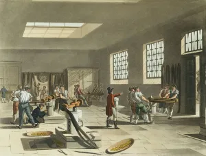 Royal Mint, Stamping Room from Ackermann's Microcosm of London Royal Mint, Stamping Room from Ackermann's Microcosm of London