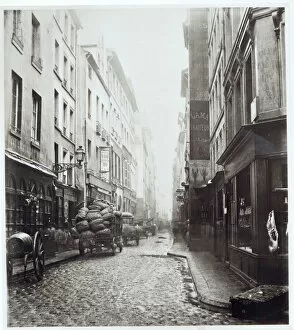 Rue de la Grande Truanderie, from the rue Montorgueil, Paris, 1858-78 (b / w photo)