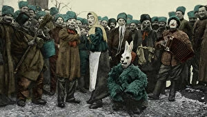 Accordions Collection: Russian Soldiers Masquerade Party during World War 1