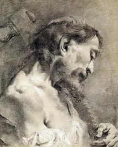 Saint Simon, (black and white chalk on grey-blue paper) Saint Simon, (black and white chalk on grey-blue paper)