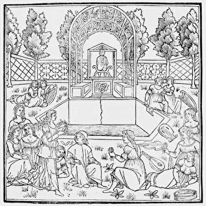 A Scene from the Decameron, by Giovanni Boccaccio, c.1492 (woodcut) A Scene from the Decameron, by Giovanni Boccaccio, c.1492 (woodcut)