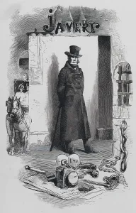 Scene from Les Miserables, by Victor Hugo: Javert, the detective (engraving) Scene from Les Miserables, by Victor Hugo: Javert, the detective (engraving)