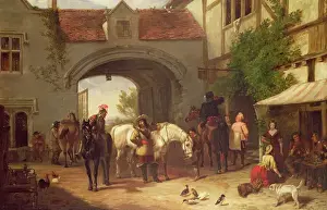 Scene outside an inn in Holland (oil on canvas) Scene outside an inn in Holland (oil on canvas)