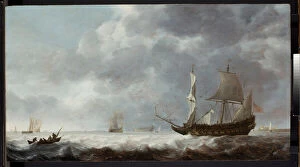 Abraham Storck Collection: Sea-piece, a breeze near a Dutch port, c. 1640 (oil on panel)