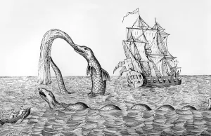 The Sea Serpent, facsimile of an engraving of Pontoppidans, illustration The Sea Serpent, facsimile of an engraving of Pontoppidans, illustration