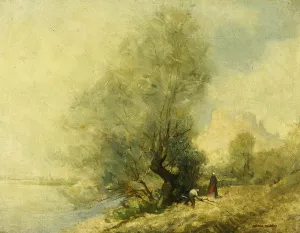 On the Seine near Chateau Gaillard at Les Andeleys between Rouen and Paris (oil on canvas On the Seine near Chateau Gaillard at Les Andeleys between Rouen and Paris (oil on canvas
