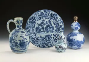 A selection of Frankfurt blue and white ceramics in a Chinese style, c.1700 (ceramic) A selection of Frankfurt blue and white ceramics in a Chinese style, c.1700 (ceramic)