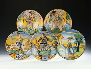 A selection of Montelupo circular dishes, most c.1640 (ceramic) A selection of Montelupo circular dishes, most c.1640 (ceramic)