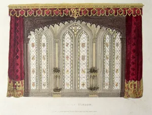 A set of continued French drapery window curtains, plate 33 from Ackermann' A set of continued French drapery window curtains, plate 33 from Ackermann'