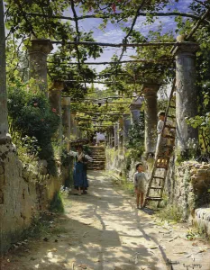 In the Shadow of an Italian Pergola, A Warm Afternoon in Anacapri, 1884 (oil on canvas) In the Shadow of an Italian Pergola, A Warm Afternoon in Anacapri, 1884 (oil on canvas)