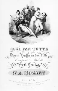 Sheet music for 'Cosi Fan Tutte' by Mozart (engraving) Sheet music for 'Cosi Fan Tutte' by Mozart (engraving)