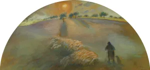 Shepherd and Sheep; Berger et Moutons, 1890 (pencil and gouache on silk laid down on card Shepherd and Sheep; Berger et Moutons, 1890 (pencil and gouache on silk laid down on card