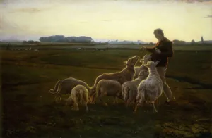 A Shepherd and his Sheep with Geese Beyond, 1896 (oil on canvas) A Shepherd and his Sheep with Geese Beyond, 1896 (oil on canvas)