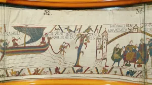 A ship lands in Normandy bringing news of Harold's coronation A ship lands in Normandy bringing news of Harold's coronation