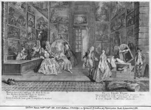 The shop sign of Gersaint, engraved by Pierre Aveline (c.1656-1722) c.1720 (engraving) The shop sign of Gersaint, engraved by Pierre Aveline (c.1656-1722) c.1720 (engraving)