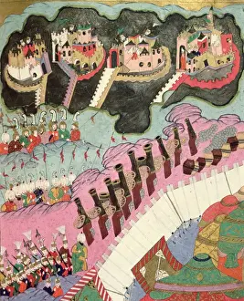 Siege of a Christian Fortress, detail of the artillery, illustration from The Siege of a Christian Fortress, detail of the artillery, illustration from The