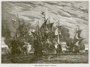 Sir Andrew Wood's Victory, illustration from The Sea by F. Whymper (litho) Sir Andrew Wood's Victory, illustration from The Sea by F. Whymper (litho)