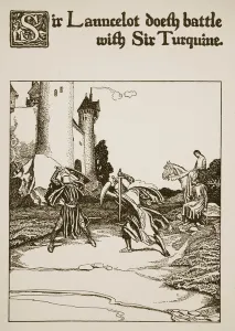 Sir Launcelot doeth battle with Sir Turquine, illustration from ' Sir Launcelot doeth battle with Sir Turquine, illustration from '