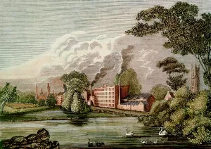 Sir Thomas Lombes Silk Mill, Derby, 18th century (print) Sir Thomas Lombes Silk Mill, Derby, 18th century (print)