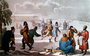 Skaters in Saint Petersburg. Lithography, Russian school, 19th century Skaters in Saint Petersburg. Lithography, Russian school, 19th century
