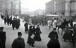 Soldiers leaving for the front, St Petersburg, 1917 (b/w photo) Soldiers leaving for the front, St Petersburg, 1917 (b/w photo)