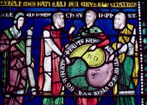 Three Sons of Noah, 12th century (stained glass) Three Sons of Noah, 12th century (stained glass)