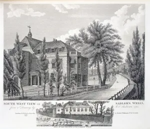 South West View of Sadler's Wells and View of the Theatre in its former state South West View of Sadler's Wells and View of the Theatre in its former state