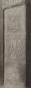 Spain: Door-post of the chapel of St Miguel de Lino near Oviedo, erected by Ramiro I about 845 (b/w photo) Spain: Door-post of the chapel of St Miguel de Lino near Oviedo, erected by Ramiro I about 845 (b/w photo)