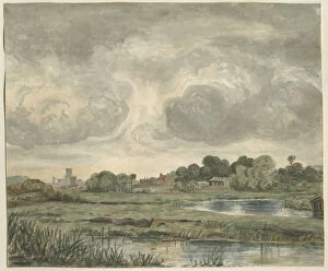 Landscape art Collection: Stafford - Distant View from East: water colour painting, nd [?19th cent] (painting)