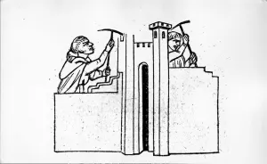 Stonemasons, from Sources for the History of Italy from the Italian History Institute, pg 188, published 1892 (woodcut) Stonemasons, from Sources for the History of Italy from the Italian History Institute, pg 188, published 1892 (woodcut)