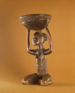 Stoolwith a kneeling female caryatid, Democratic Republic of the Congo Stoolwith a kneeling female caryatid, Democratic Republic of the Congo