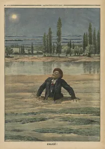Stuck in quicksand, illustration from Le Petit Journal, supplement illustre Stuck in quicksand, illustration from Le Petit Journal, supplement illustre