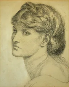 Study of a Head for The Bower Meadow, 1872 (black chalk) Study of a Head for The Bower Meadow, 1872 (black chalk)