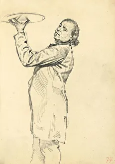Study for A Parisian Cafe': A Waiter Holding up a Tray, c Study for A Parisian Cafe': A Waiter Holding up a Tray, c