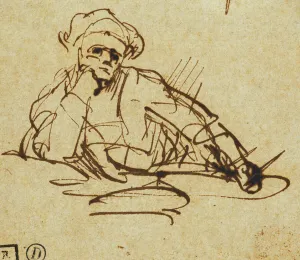 Study of a Writer, Seated, Pausing in Thought, (pen and brown ink) Study of a Writer, Seated, Pausing in Thought, (pen and brown ink)
