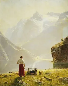 A Summer Day on a Norwegian Fjord, (oil on canvas) A Summer Day on a Norwegian Fjord, (oil on canvas)