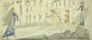 Sunshine of the Saint Eulalie Arrives, (pen and black ink and watercolour on vellum) Sunshine of the Saint Eulalie Arrives, (pen and black ink and watercolour on vellum)
