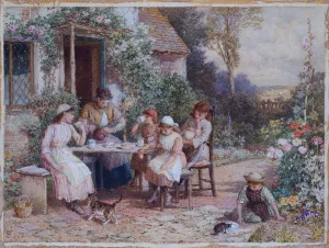 Teatime (pencil and watercolour heightened with white on card) Teatime (pencil and watercolour heightened with white on card)