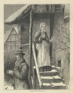 Vintage Postal Worker Prints: 19th century postman's visit