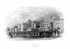 Mid 19th Century Art Prints: British troops parading on the Esplanade