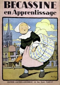 Vintage Comic Illustrations Prints: Comic book Becassine in Learning, ed