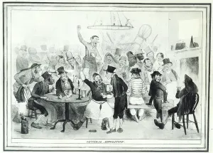 Trade Union Meeting Caricature Print, London 1830s