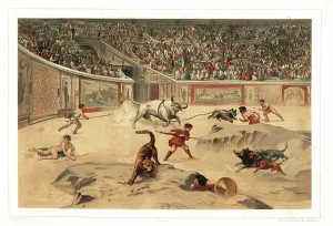 Ancient Roman Amphitheatre Prints: Interior of Pompeii ampitheatre during the Games