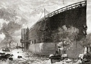 SS Great Eastern Prints: The launch of the SS Great Eastern in 1858