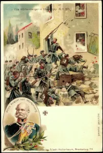 Historically Significant Artwork Prints: Litho Wurttemberger, Champigny, 1870, Prince August