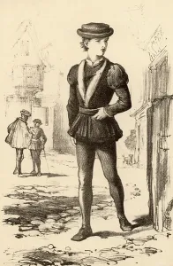 London Street Scene Illustration Prints: London apprentice in the 16th century